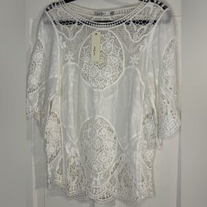 NWT LeDor White Lace Blouse